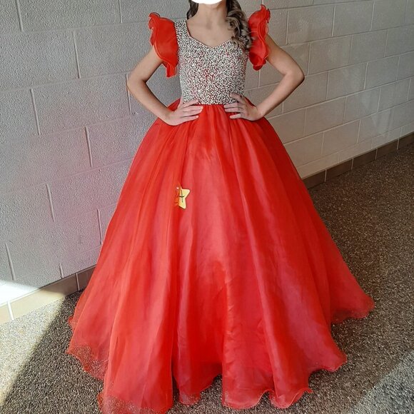 One More Couture red pageant dress,custom, little girl 12 - Picture 5 of 8